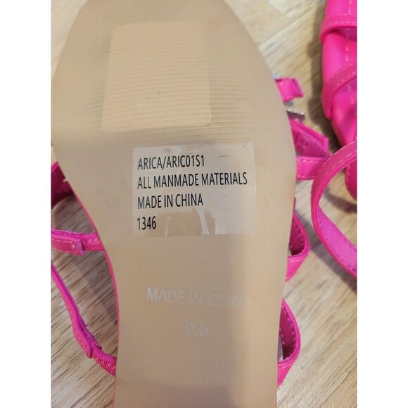 New womens sz 9.5 Steve Madden pink African slide sandals Y2K rhinestone - Picture 7 of 7